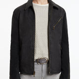 Robert Jacket- Mixed Media Center Front Zipper Closure
