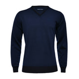 Light Gauge Navy V-Neck Sweater