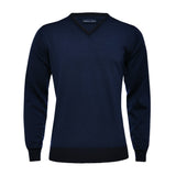 Light Gauge Navy V-Neck Sweater