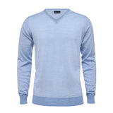 Light Gauge Soft Blue V-Neck Sweater
