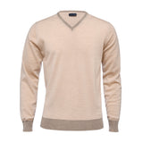 Light Gauge Beige V-Neck Sweater
