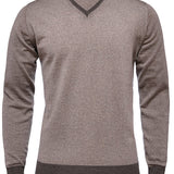 Light Gauge Beige V-Neck Sweater