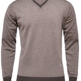 Light Gauge Beige V-Neck Sweater