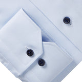 Powder Blue Textured Twill Dress Casual Dress Shirt