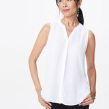 Women's Sleeveless Pintuck Blouse - Optic White