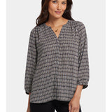 Printed Flowing Pintuck Blouse