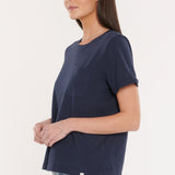 Cuffed Short Sleeve Crewneck Pocket Tee