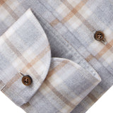 Brushed Cotton Shirt with Solid Contrast Inside Collar Stand