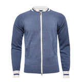 Premium Blouson Medium Blue Cardigan With Zipper