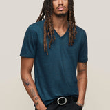 Wooster Slim Fit Short Sleeve Linen V-Neck