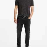 Short Sleeve Printed Leopard Burnout Crew