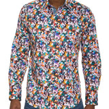 Como Vibrant Abstract Print Long Sleeve Button-Up Shirt
