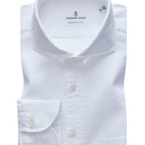 White Textured Solid Enzyme Washed Shirt