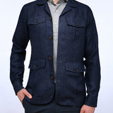 Navy Textured Shirt Jacket