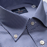 Houndstooth Twill Premium Luxury Modern Fit Dress Shirt - Navy