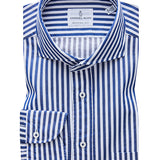 White & Navy Textured Stripe Enzyme Washed Shirt