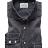 Charcoal Solid Twill Satin Denim Shirt