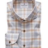 Brushed Cotton Shirt with Solid Contrast Inside Collar Stand