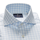 Twill Blue Check Print Sport Luxury Shirt