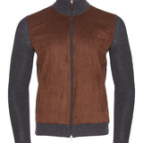 Premium Luxury Suede Front Cardigan With Zipper