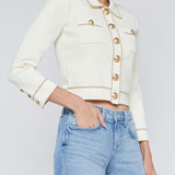 Neo Contrast Trim Crop Cardigan
