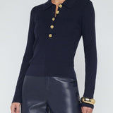 Sterling Jewel Button Collar Sweater