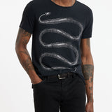 Short Sleeve Raw Edge Tee- Snake Bones
