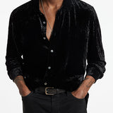 Crinkled Velvet Slim Shirt