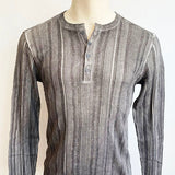 Torrance Long Sleeve Variegated Rib Henley With Cold Dye