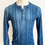 Torrance Long Sleeve Variegated Rib Henley With Cold Dye
