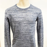Long Sleeve Linen Blend Crew with Engineered Texture Stripe