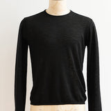 Long Sleeve Linen Blend Slub Crew With Roll Neck