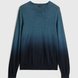 Long Sleeves Slub Cotton Vee With Dip Dye