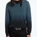 Long Sleeves Slub Cotton Vee With Dip Dye