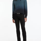 Long Sleeves Slub Cotton Vee With Dip Dye