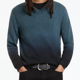 Long Sleeves Slub Cotton Vee With Dip Dye