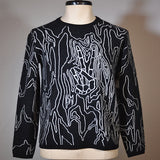 LS PEACE SIGN HAND JACQUARD CREW