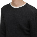 Regular Fit Long Sleeve Merino Silk Crew with Textured Stitch