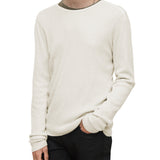 Regular Fit Long Sleeve Merino Silk Crew with Textured Stitch