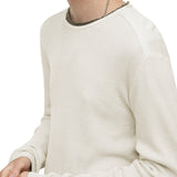 Regular Fit Long Sleeve Merino Silk Crew with Textured Stitch