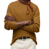 Regular Fit Long Sleeve Merino Silk Crew with Textured Stitch