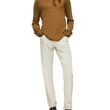 Regular Fit Long Sleeve Merino Silk Crew with Textured Stitch