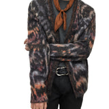 Easy Fit Cardigan with Space Dyed Animal Pattern