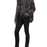 Easy Fit Cardigan with Space Dyed Animal Pattern