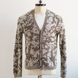Easy Fit Cardigan with Ink Splatter Jaquard Print