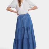 Tiered Maxi Skirt with Elastic