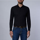 Black Solid Modern 4Flex Stretch Knit Shirt
