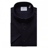 Black Solid Short Sleeve Stretch Pique Polo