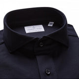 Black Solid Short Sleeve Stretch Pique Polo