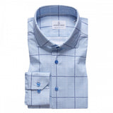 Blue & Navy Check Modern 4Flex Stretch Knit Shirt